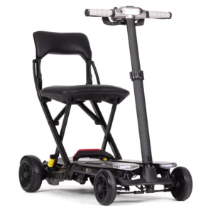 The AutoFold Pro true high-end automatic-folding scooter, with stunning front and rear LED lights, rear suspension and a lightweight frame under 25kg