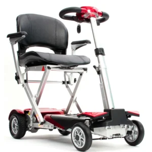 The AutoFold Elite remote auto-folding scooters Shock Absorbing front and rear suspension, provide extra comfort